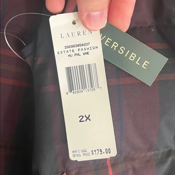 Ralph Lauren Women’s Navy Quilted Down Puffer Vest 2X Reversible New with tags - Picture 9 of 12